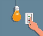 istock Flat Light Bulbs Turned on and Turned Off with Light Switches on 1400619558