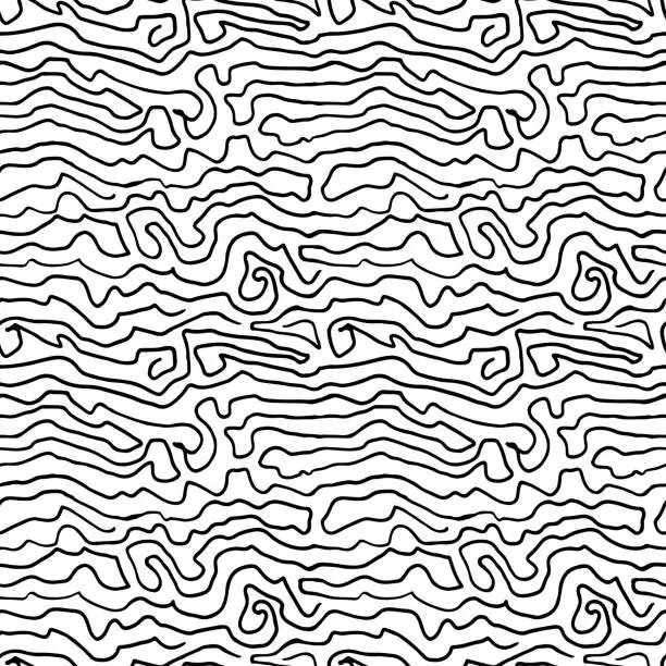 Vector illustration of Doodle hand drawn thin lines seamless pattern.