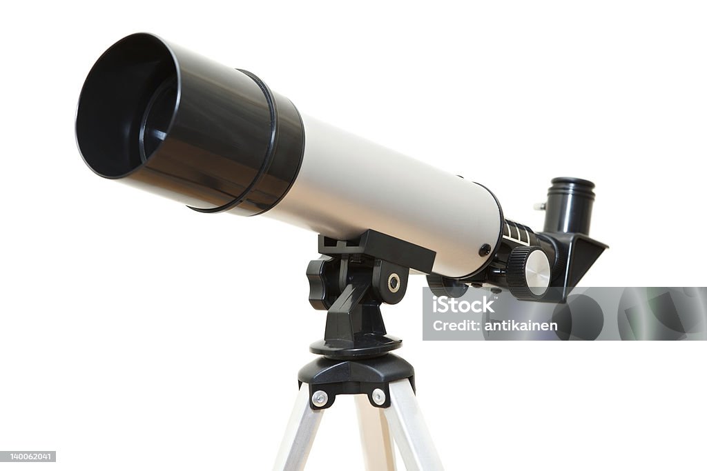Teleskop auf Weiß - Lizenzfrei Freisteller – Neutraler Hintergrund Stock-Foto