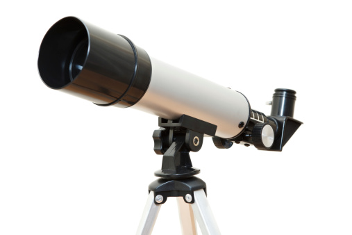 Telescope isolated on white background. Made from three images with all parts focus