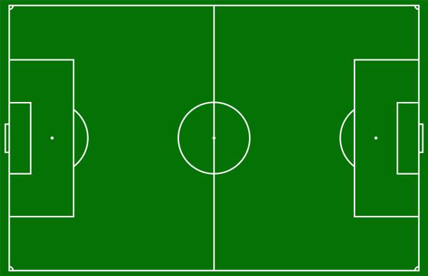 Soccer field, football pitch vector Empty green soccer field, football pitch with markings. soccer field stock illustrations