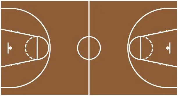 Vector illustration of Basketball court with markings, vector