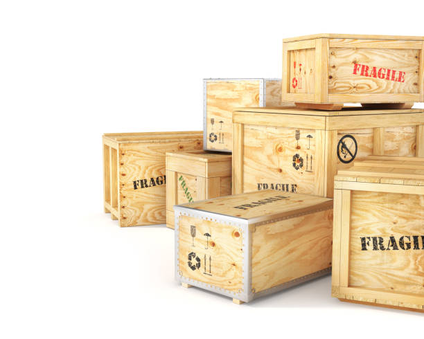 istock Delivery wooden boxes isolation on a white background. 3d illustration 1400622302