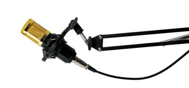 istock microphone in a mic holder isolated on white background 1400623370