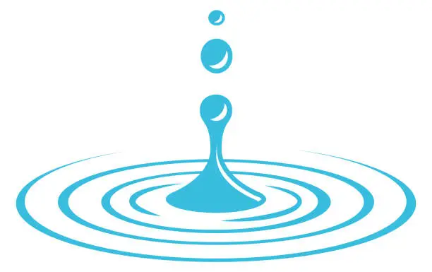 Vector illustration of Drop ripple effect icon. Blue water circles