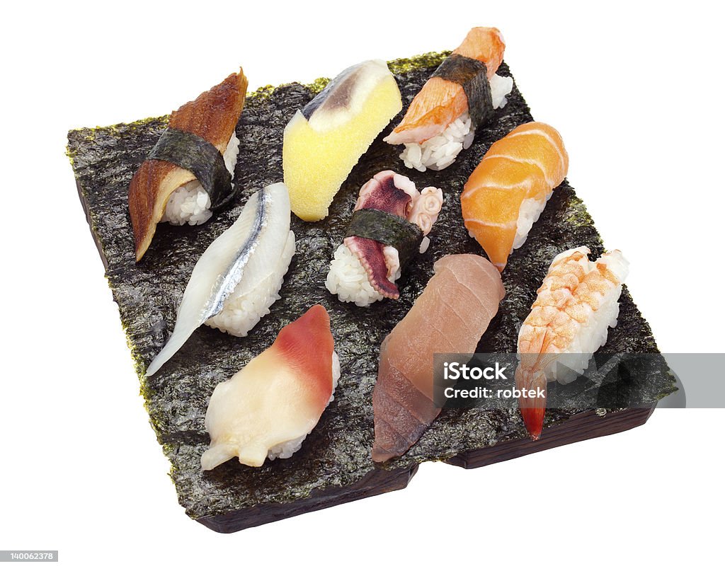 Ensemble de neuf des sushis - Photo de Sushi au maquereau libre de droits