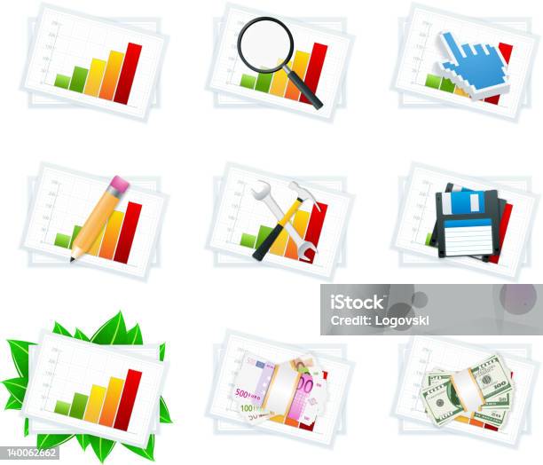 Wektorowe Ikony - Stockowe grafiki wektorowe i więcej obrazów Bez ludzi - Bez ludzi, Biznes, Biznes finanse i przemysł