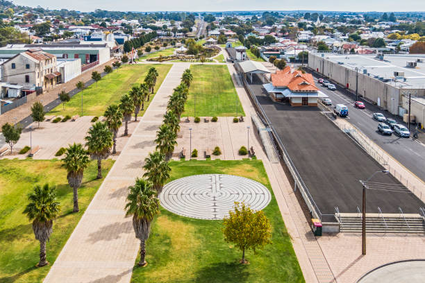 istock Old rural town railway station and yard converted into open space in town centre 1400628203