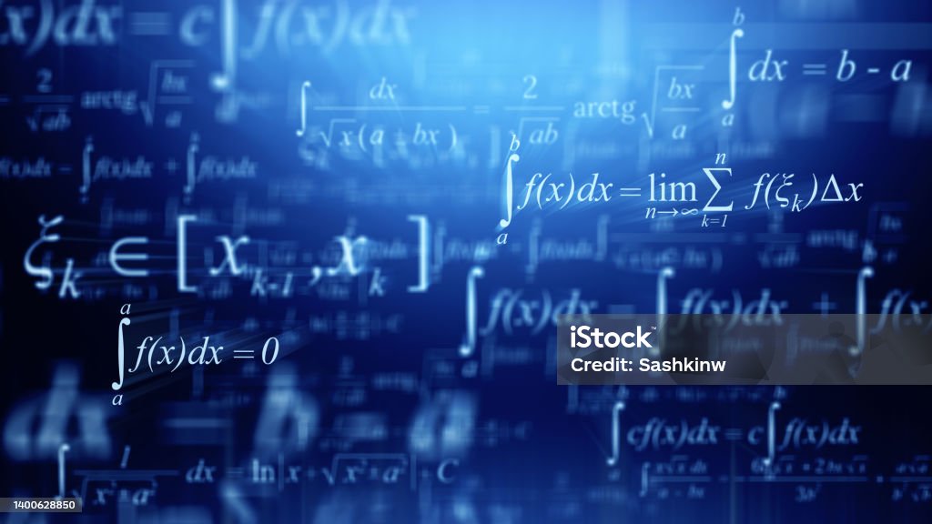 Design Math Integal Math Concept Mathematical Integral Formulas On Blue Background 3d ...