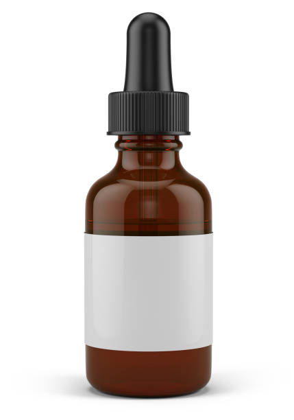 istock Small Dropper Bottle with a pipette and blank white label - 3d rendering mock-up template. 1400628857