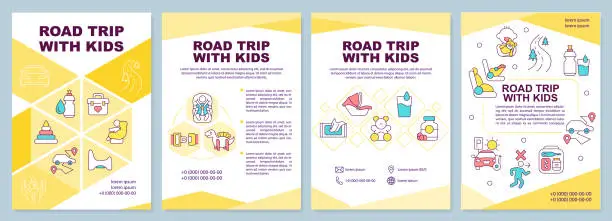 Vector illustration of Road trip with kids brochure template