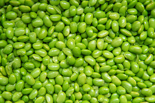 Cooked  edamame (green soybeans) background