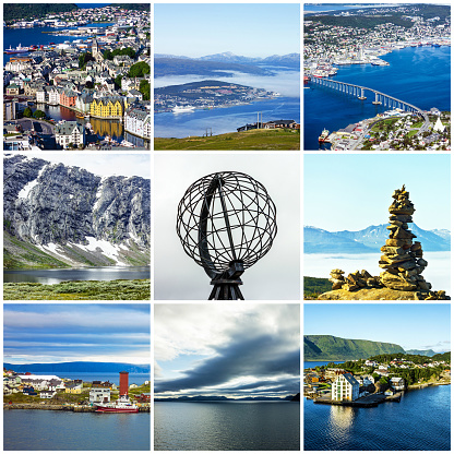 Collage Norway natural summer landscapes.