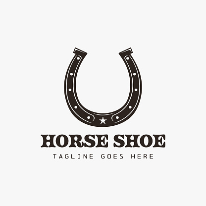 Vintage western country Horse shoe logo vector on white background