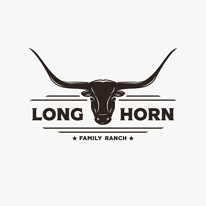 Vintage retro western Texas Longhorn label logo vector on white background