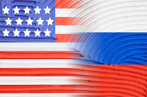 Flag of USA and Russia
