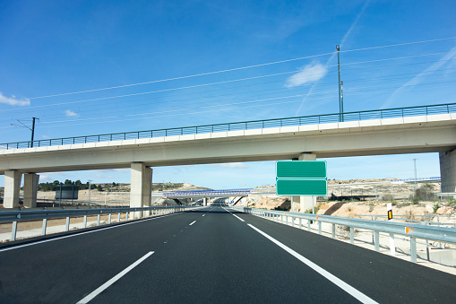 Motorway crossed by bridge