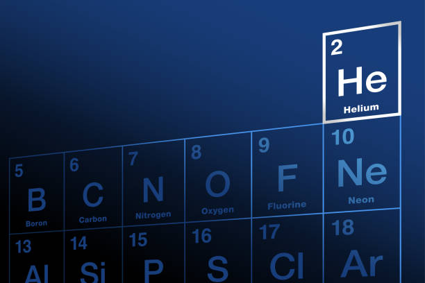 헬륨, 기호 he, 원소의 주기율표에 - inorganic stock illustrations