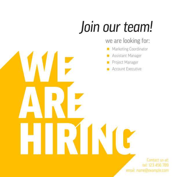bildbanksillustrationer, clip art samt tecknat material och ikoner med we are hiring minimalistic white flyer template with big letters - anställning