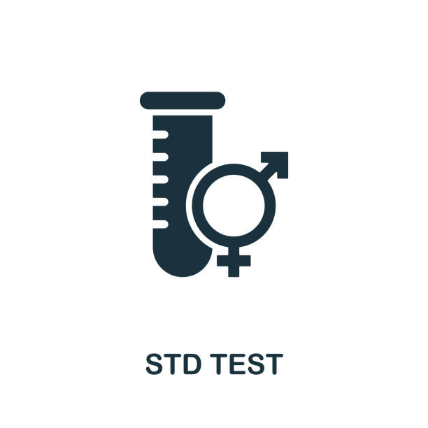 ilustraciones, imágenes clip art, dibujos animados e iconos de stock de icono de std test. ilustración simple de la colección de equipos médicos. icono de creative std test para diseño web, plantillas, infografías y más - retrovirus hiv sexually transmitted disease aids