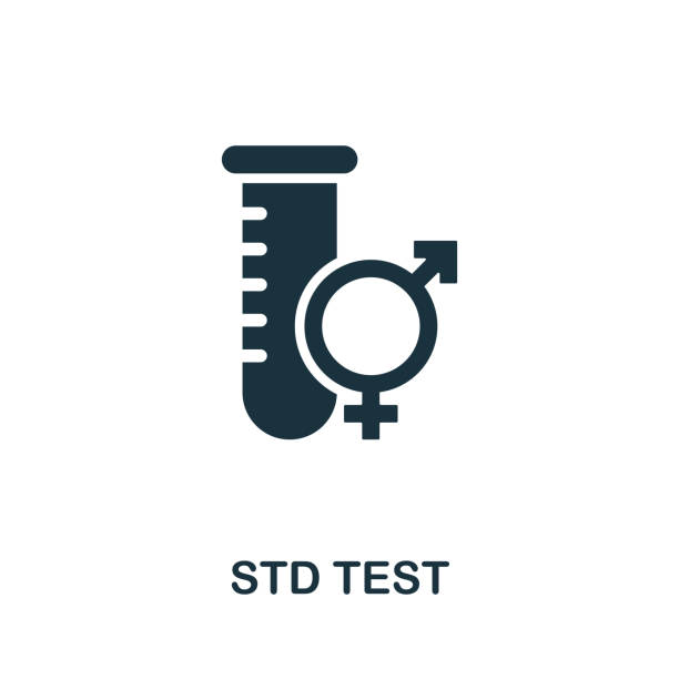 표준 테스트 아이콘입니다. 의료 장비 컬렉션의 간단한 그림. 웹 디자인, 템플릿, 인포 그래픽 등을 위한 크리에이티브 std 테스트 아이콘 - sexually transmitted disease stock illustrations