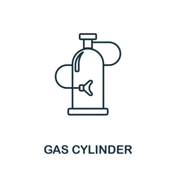 illustrazioni stock, clip art, cartoni animati e icone di tendenza di icona bombola di gas. elemento di linea dalla raccolta di apparecchiature mediche. segno icona lineare bombola di gas per web design, infografiche e altro ancora. - lpg tank