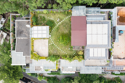 Aerial view of roof garden
