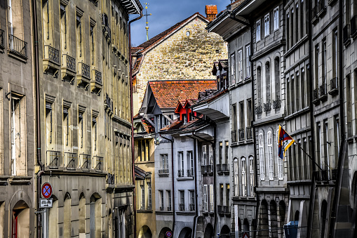 Idyllic Traditional Architecture Through Center Of Bern, Switzerland
