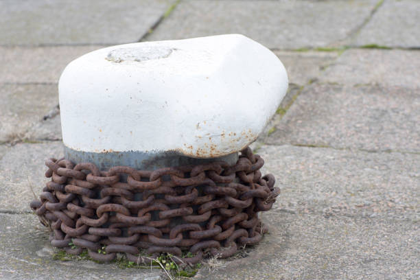 Large bollard on the pier close up.