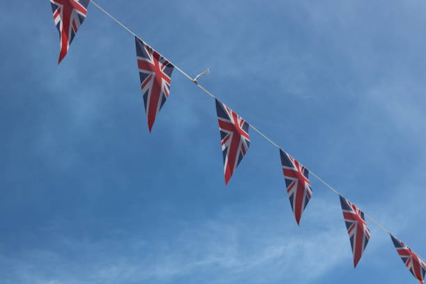 istock Platinum Jubilee bunting against blue sky 1400644626
