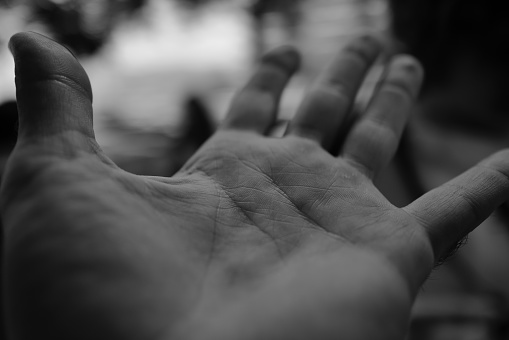 Hand in black and White