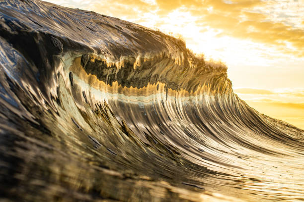 istock Golden ocean wave illuminated by the bright morning sun 1400648038