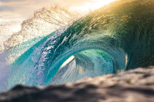istock High contrast brightly lit ocean wave curling in brilliant golden light 1400648179