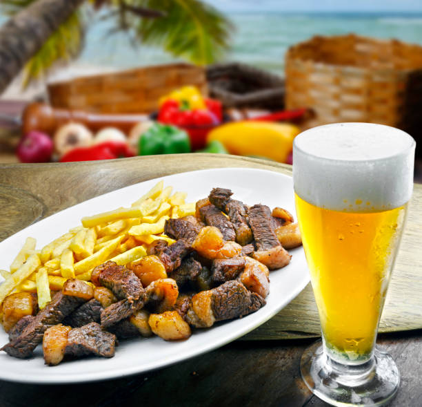 Picanha beer Picanha with french fries and beer blade roast stock pictures, royalty-free photos & images