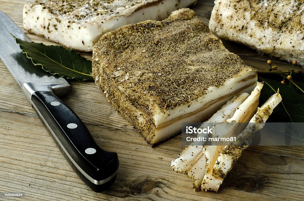 lard cut of pork lard, seasoned with salt, pepper and wild fennel Bacon Stock Photo