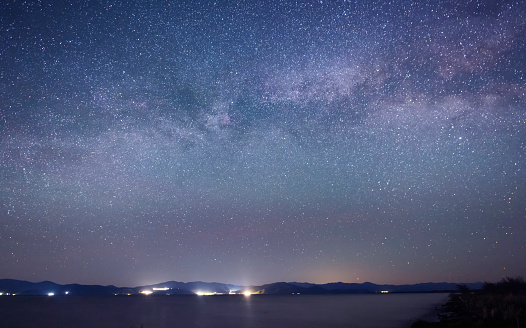 Beautiful bright milky way galaxy at the night sky