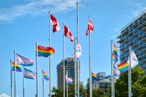 istock Gay Pride and Trans Pride Flags in Vancouver 1400650828