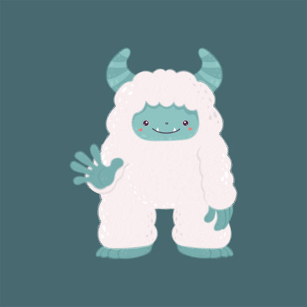 ilustraciones, imágenes clip art, dibujos animados e iconos de stock de vector pie grande yeti, ilustración de dibujos animados - yeti