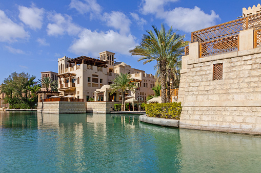 Dubai, United Arab Emirates - April 19, 2022: Jumeirah resort hotels in Dubai.