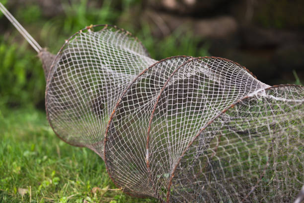 istock Drying round fishing net, close up photo 1400653719