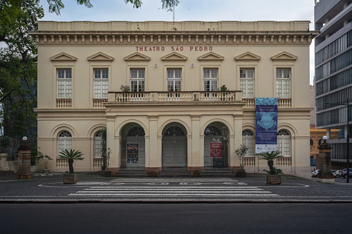 Porto Alegre, Brazil - May 10, 2019: Sao Pedro Theatre - Porto Alegre, Rio Grande do Sul, Brazil