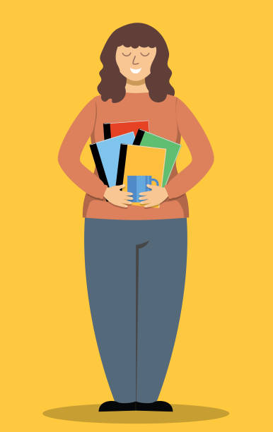 Teacher  Holding School Supplies. Cartoon in Flat Colors A cute cartoon style teacher and education themed file done in flat colors. File includes EPS Vector file and high-resolution jpg. school counselor stock illustrations