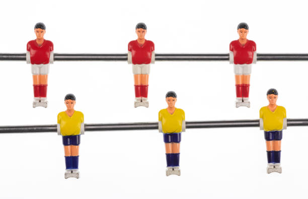 isolated three soccer table players.3d render.