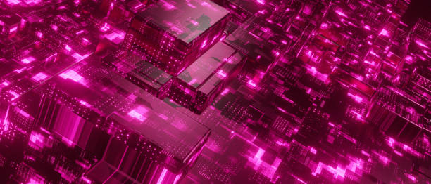 istock Abstract Metallic Sci-fi Hi-tech Equipment Or Facility Bright Moods Modern Bright Purple Violet Banner Background Wallpaper Tech Concepts 3D Illustration 1400657641