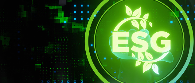 ESG sustainability concept network abstract banner background 3D Illustration