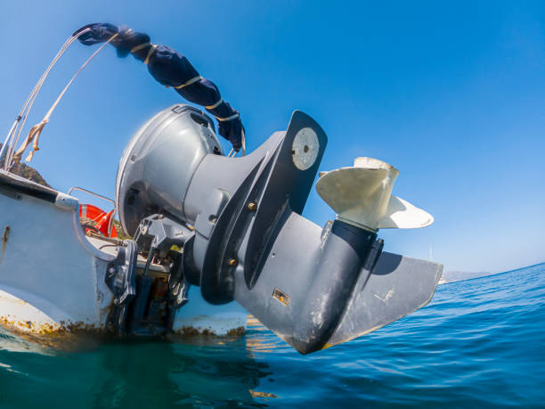 istock Speed boat propeller and outboard motor 1400658939