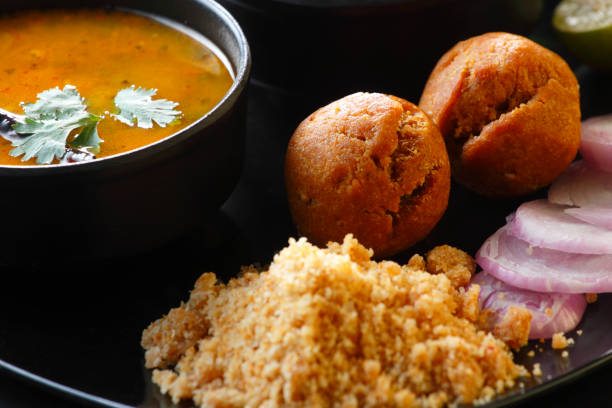 istock Rajasthani Dish Cusine Meal called Dal Baati Churma 1400659201