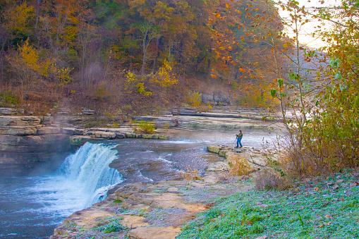 Waterfalls and Fall Colors-Cataract Falls- Owen County, Indiana