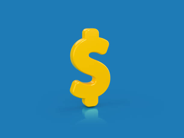 istock Orange color dollar symbol on blue color background. 1400663350