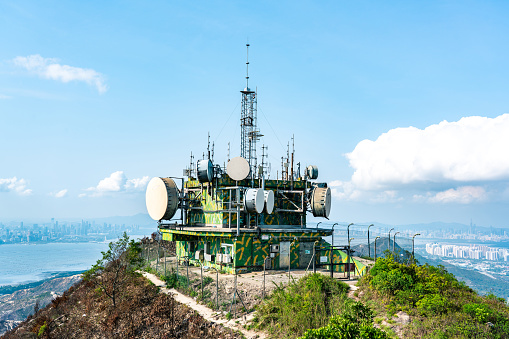 Telecommunication transmission tower in Castle Peak transmitting station, Hong Kong
